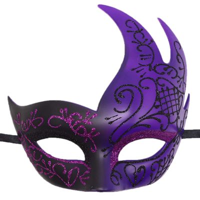Coolwife Men's Masquerade Mask Vintage Venetian Checkered Musical Party Mardi Gras Mask (U Glitter Purple)
