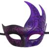 Coolwife Men's Masquerade Mask Vintage Venetian Checkered Musical Party Mardi Gras Mask (U Glitter Purple) view 1