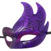 Coolwife Men's Masquerade Mask Vintage Venetian Checkered Musical Party Mardi Gras Mask (U Glitter Purple) view 2