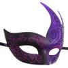 Coolwife Men's Masquerade Mask Vintage Venetian Checkered Musical Party Mardi Gras Mask (U Glitter Purple) view 3
