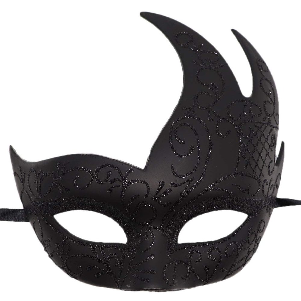 Coolwife Men's Masquerade Mask Vintage Venetian Checkered Musical Party Mardi Gras Mask (U Glitter Black)
