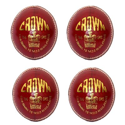 CW Crown Professional Match Quality Cricket Balls Club Cricket Set Red Leather Balls Four Piece II 4 Piece Ball Adults 4 Part Leather Balls Red Youth, Boys Men