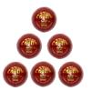 CW Crown 4 Cut Piece Leather Ball Red Water Proof Professional Men Set of 6 Cricket Balls view 1