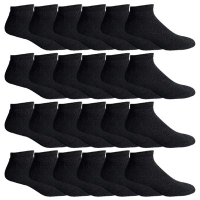 24 Pairs Of Yacht & Smith Mens Wholesale Bulk No Show Ankle Socks, Cotton Sport Athletic Socks - Size 10-13 (Black)
