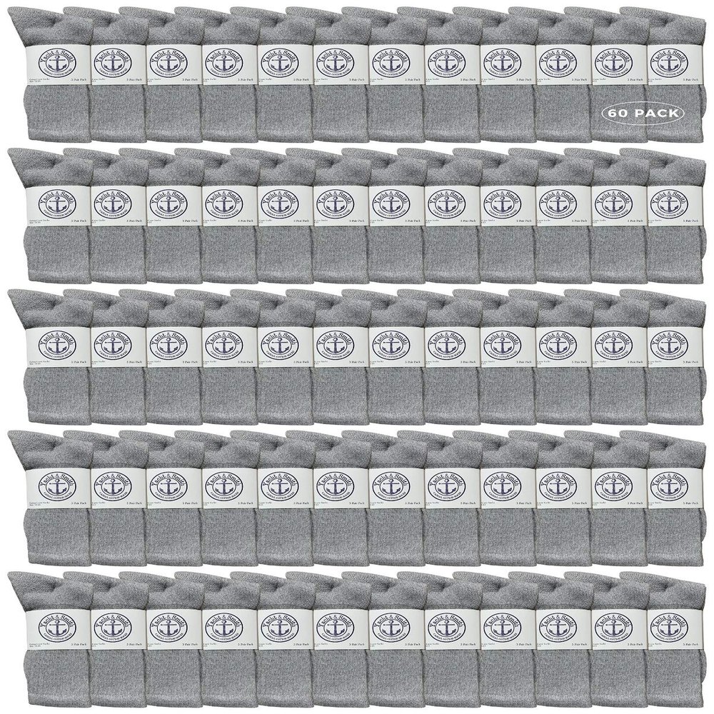60 Pairs Of Yacht & Smith Mens Wholesale Bulk Cotton Socks, Athletic Sport Socks Shoe Size 8-12 (Gray)