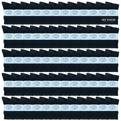 60 Pairs Of Yacht & Smith Mens Wholesale Bulk Cotton Socks, Athletic Sport Socks Shoe Size 8-12 (Black)