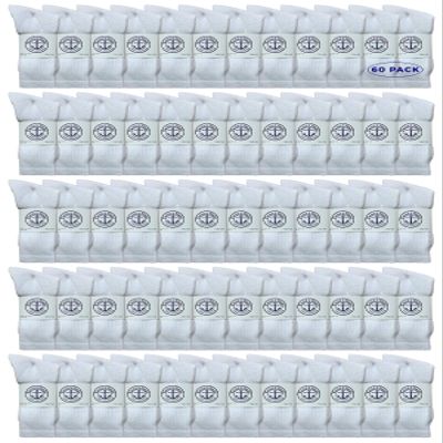 60 Pairs Of Yacht & Smith Mens Wholesale Bulk Cotton Socks, Athletic Sport Socks Shoe Size 8-12 (White)