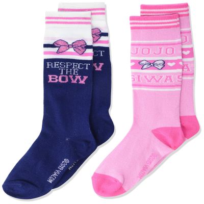 JoJo Siwa girls Jojo Siwa 2 Pack Knee High Casual Sock, Navy Pink Multi, Size 6-8.5 US