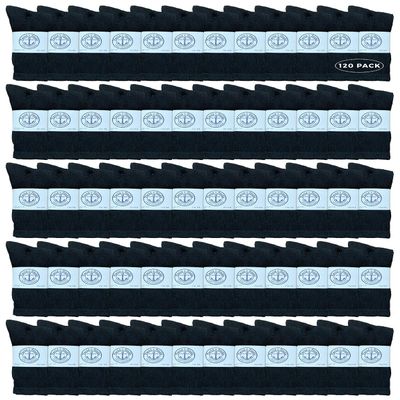 120 Pairs Of Yacht & Smith Mens Wholesale Bulk Cotton Socks, Athletic Sport Socks Shoe Size 8-12 (Black)