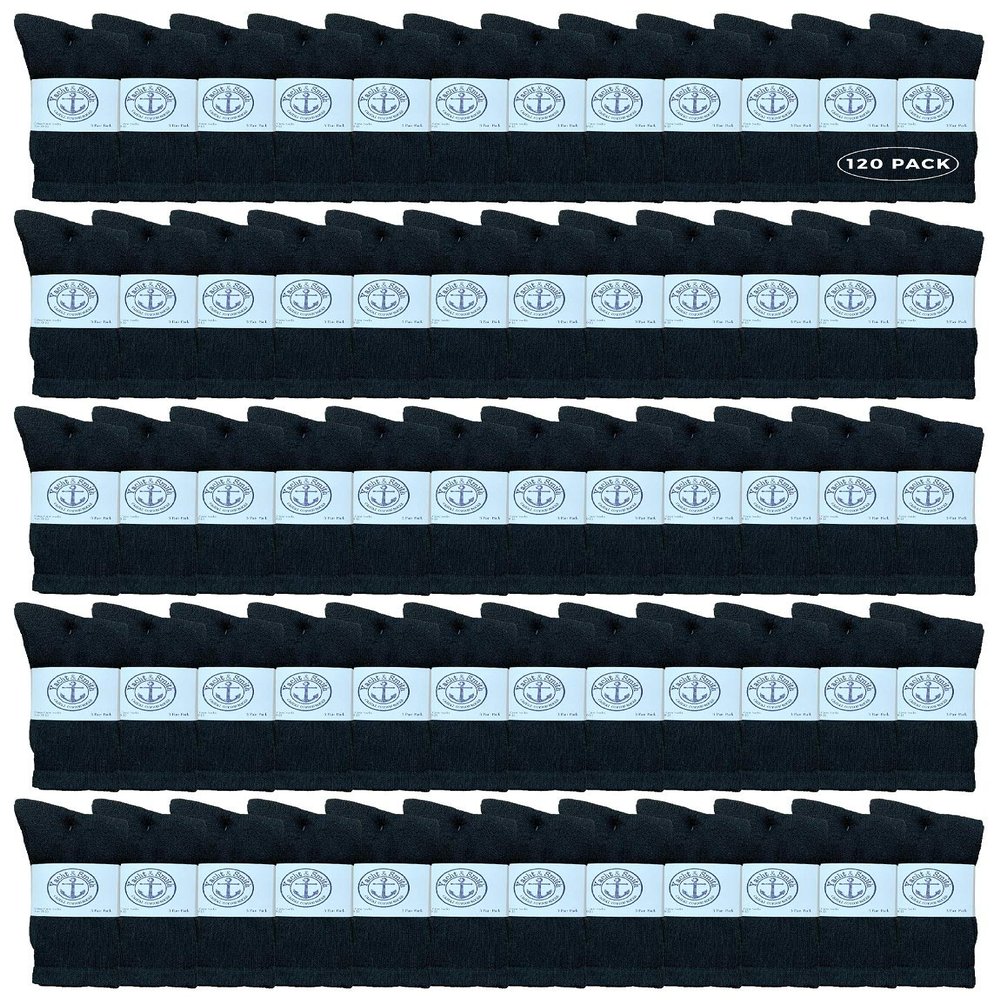 120 Pairs Of Yacht & Smith Mens Wholesale Bulk Cotton Socks, Athletic Sport Socks Shoe Size 8-12 (Black)