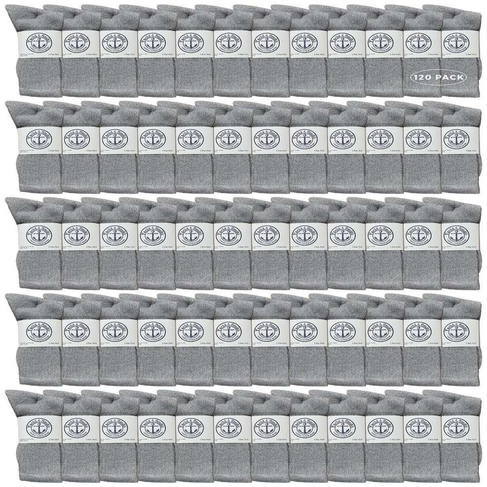 120 Pairs Of Yacht & Smith Mens Wholesale Bulk Cotton Socks, Athletic Sport Socks Shoe Size 8-12 (Gray)