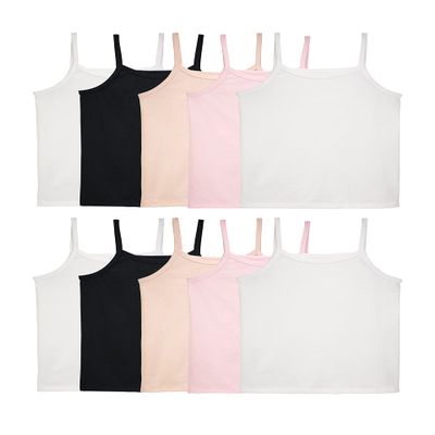 Fruit of The Loom Girls' Undershirts (Camis & Tanks), Cami-10 Pack-Assorted, X-Large