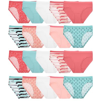 Fruit of the Loom Girls' Cotton Hipster Underwear, 20 Pack-Fashion Assorted, 12