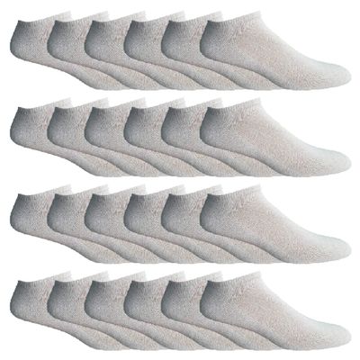 24 Pairs Of Yacht & Smith Mens Wholesale Bulk No Show Ankle Socks, Cotton Sport Athletic Socks - Size 10-13 (White)
