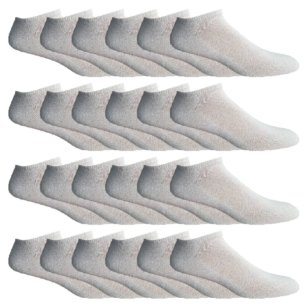 24 Pairs Of Yacht & Smith Mens Wholesale Bulk No Show Ankle Socks, Cotton Sport Athletic Socks - Size 10-13 (White)