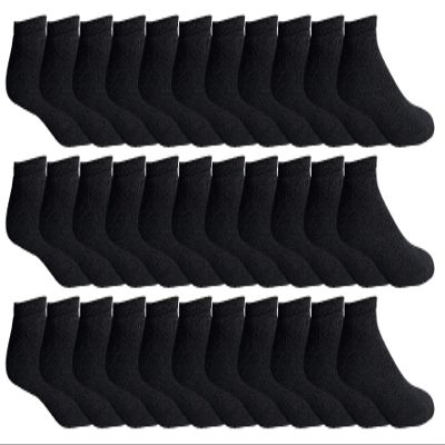 36 Pairs Of Yacht & Smith Mens Wholesale Bulk No Show Ankle Socks, Cotton Sport Athletic Socks - Size 10-13 (Black)