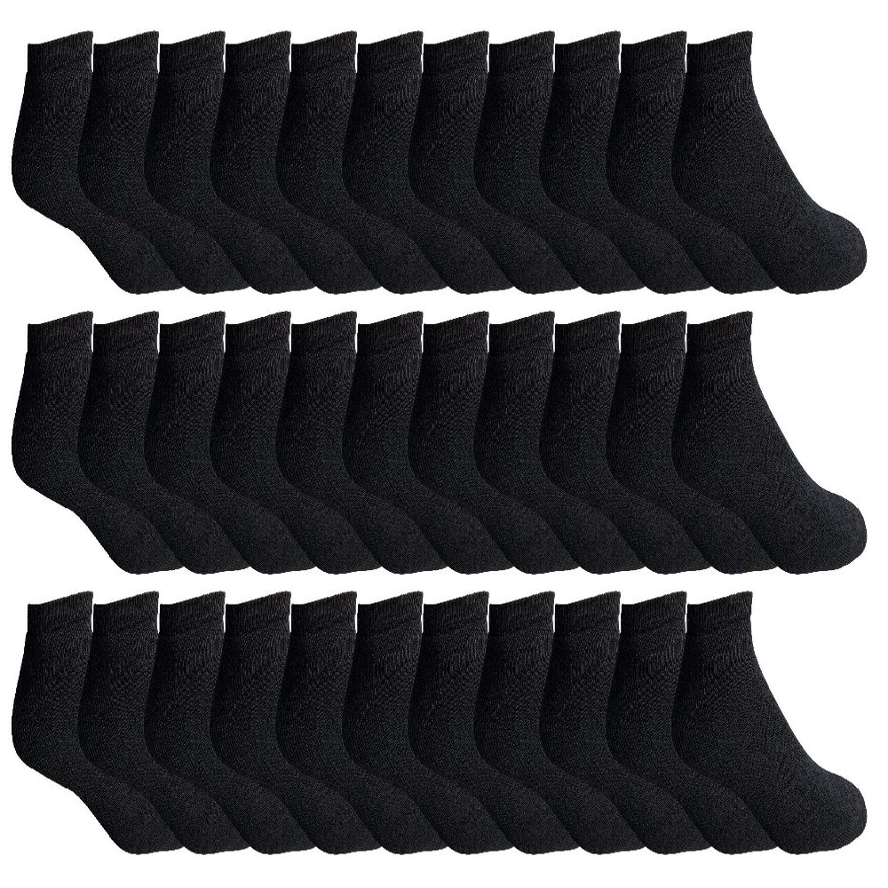 36 Pairs Of Yacht & Smith Mens Wholesale Bulk No Show Ankle Socks, Cotton Sport Athletic Socks - Size 10-13 (Black)