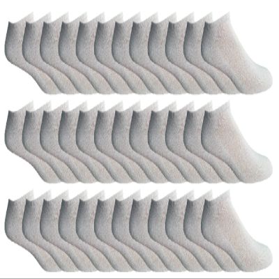 36 Pairs Of Yacht & Smith Mens Wholesale Bulk No Show Ankle Socks, Cotton Sport Athletic Socks - Size 10-13 (White)