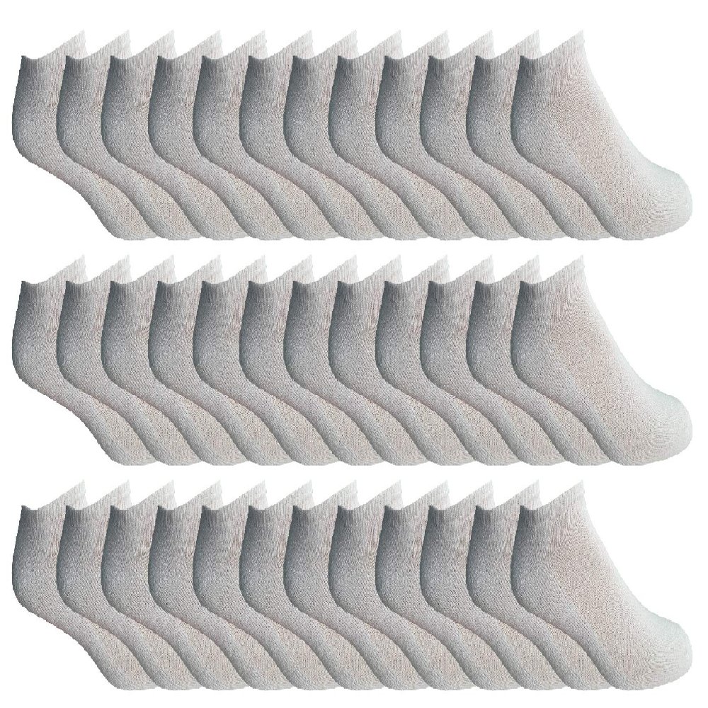 36 Pairs Of Yacht & Smith Mens Wholesale Bulk No Show Ankle Socks, Cotton Sport Athletic Socks - Size 10-13 (White)