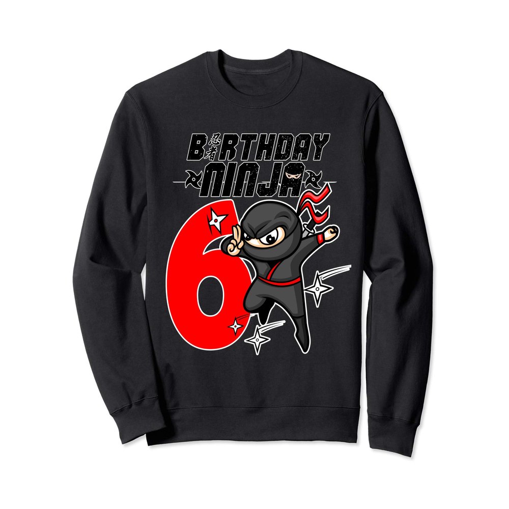 6 Year Old Ninja Party Boy Youth -Ninja Samurai Party Theme Sweatshirt