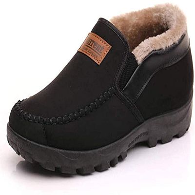 Asifn Men's Moccasins Slippers Memory Foam Slip on Loafers Fur Lined House Shoes Indoor Outdoor Winter Black 9.5 US