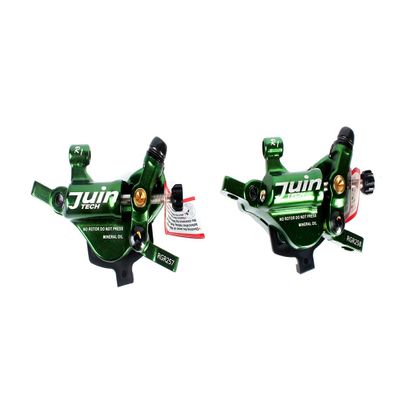 Juin Tech R1 Cable Actuated Hydraulic Bicycle Bike Disc Brake Caliper Set Extra Lightweight Hybrid Brake for Road Cyclocross Gravel eBike Folding Bike etc. use (Green)