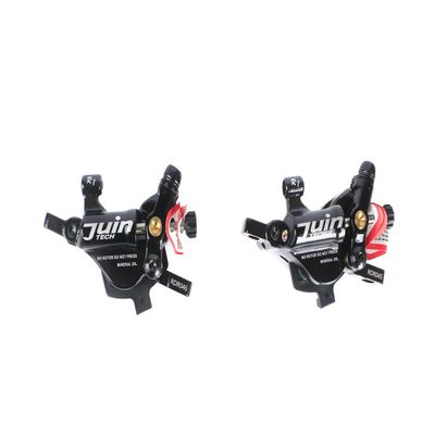 Juin Tech R1 Cable Actuated Hydraulic Bicycle Bike Disc Brake Caliper Set Extra Lightweight Hybrid Brake for Road Cyclocross Gravel eBike Folding Bike etc. use (Black)
