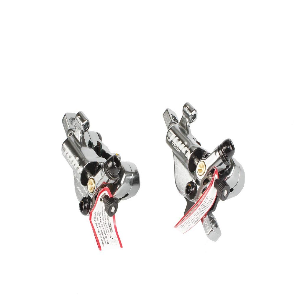 Juin Tech R1 Cable Actuated Hydraulic Bicycle Bike Disc Brake Caliper Set Extra Lightweight Hybrid Brake for Road Cyclocross Gravel eBike Folding Bike etc. use (Silver)