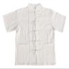 RaanPahMuang Childrens Formal Chinese Collar Short Sleeve Shirt Mixed Soft Cottons, 6 Years-8 Years, FrogSkin Cotton - Natural Cream view 1