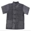 RaanPahMuang Childrens Formal Chinese Collar Short Sleeve Shirt Mixed Soft Cottons, 10 Years-12 Years, Stonewashed - Black view 1