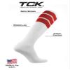 TCK Retro 3 Stripe Tube Socks (Red, Small) view 4