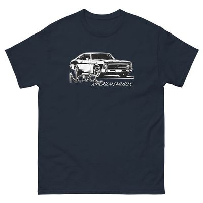 1969 Nova T-Shirt American Muscle Car Enthusiast Tee Shirt Navy