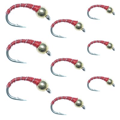 Red Zebra Midge Assortment - The Fly Fishing Place - Silver Bead Head - 3 Each of 3 Sizes 14, 16, 18 - Tailwater Fly Fishing Flies Collection
