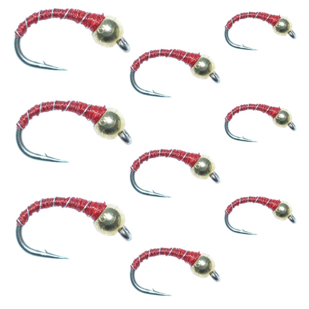 Red Zebra Midge Assortment - The Fly Fishing Place - Silver Bead Head - 3 Each of 3 Sizes 14, 16, 18 - Tailwater Fly Fishing Flies Collection