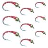 Red Zebra Midge Assortment - The Fly Fishing Place - Silver Bead Head - 3 Each of 3 Sizes 14, 16, 18 - Tailwater Fly Fishing Flies Collection view 1