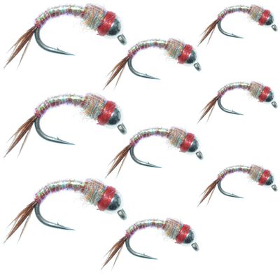 Bead Head Rainbow Warrior Midge Assortment - The Fly Fishing Place - Silver Bead Head - 3 Each of 3 Sizes 14, 16, 18 - Tailwater Fly Fishing Flies Collection
