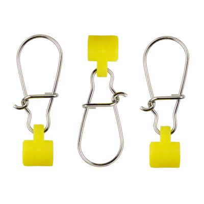 10/25/50/100 Packs Fishing Line Slide with Double Lock Snap Duty Sliders Yellow Size 6# Length1.73INCH (10pcs)