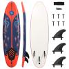 GYMAX Surfboard, 6' Body Board with Removable Fins & Protective Leash, Non-Slip Surfing Board for Surfing, Fishing Water Yoga (Red) view 1