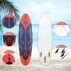 GYMAX Surfboard, 6' Body Board with Removable Fins & Protective Leash, Non-Slip Surfing Board for Surfing, Fishing Water Yoga (Red) view 2