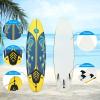 GYMAX Surfboard, 6' Body Board with Removable Fins & Protective Leash, Non-Slip Surfing Board for Surfing, Fishing Water Yoga view 2
