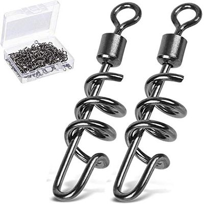 AMYSPORTS Fishing swivels Corkscrew snap swivels Fishing Tackle swivels Saltwater Freshwater Leader Lure jigs line Connector 50pcs 198lbs