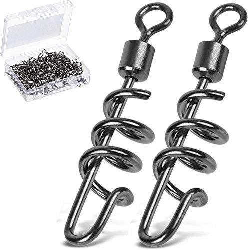 AMYSPORTS Fishing swivels Corkscrew snap swivels Fishing Tackle swivels Saltwater Freshwater Leader Lure jigs line Connector 50pcs 198lbs