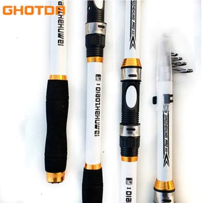Top Shop World GHOTDA 2.1M -3.6M Carp Fishing Rod Feeder Hard FRP Carbon Fiber Telescopic Fishing Rod Fishing Pole (White, 2.7)