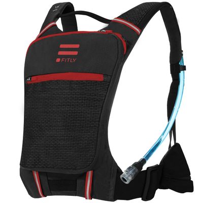 FITLY Sub90 Running Hydration Vest - Lightweight Running Pack for Men & Women with Phone Holder, Storage, Thoracic Belt - Water Pack - Carry Personal Items While Running - Red