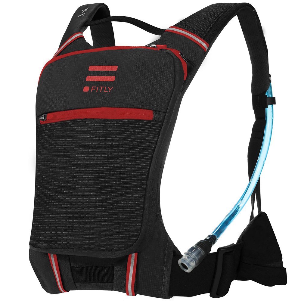 FITLY Sub90 Running Hydration Vest - Lightweight Running Pack for Men & Women with Phone Holder, Storage, Thoracic Belt - Water Pack - Carry Personal Items While Running - Red