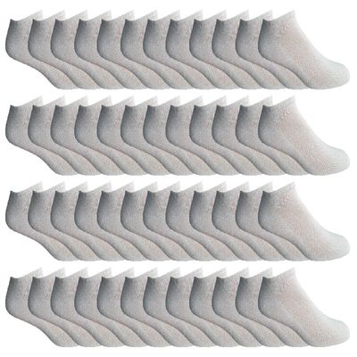 48 Pairs Of Yacht & Smith Mens Wholesale Bulk No Show Ankle Socks, Cotton Sport Athletic Socks - Size 10-13 (White)