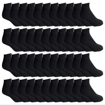 48 Pairs Of Yacht & Smith Mens Wholesale Bulk No Show Ankle Socks, Cotton Sport Athletic Socks - Size 10-13 (Black)