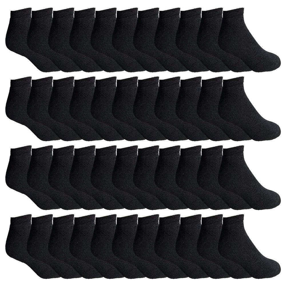 48 Pairs Of Yacht & Smith Mens Wholesale Bulk No Show Ankle Socks, Cotton Sport Athletic Socks - Size 10-13 (Black)