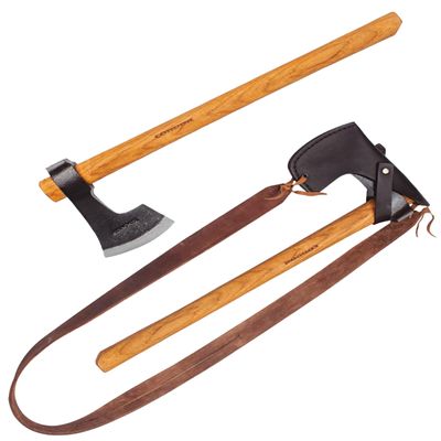 Condor Tool & Knife Bushcraft Tomahawk | Solid Hatchet Axe with Handcrafted Welted Leather Sheath | 1060 High Carbon Steel Throwing Axe with a Burnt American Hickory Handle | 6.2in Blade | 31.1oz
