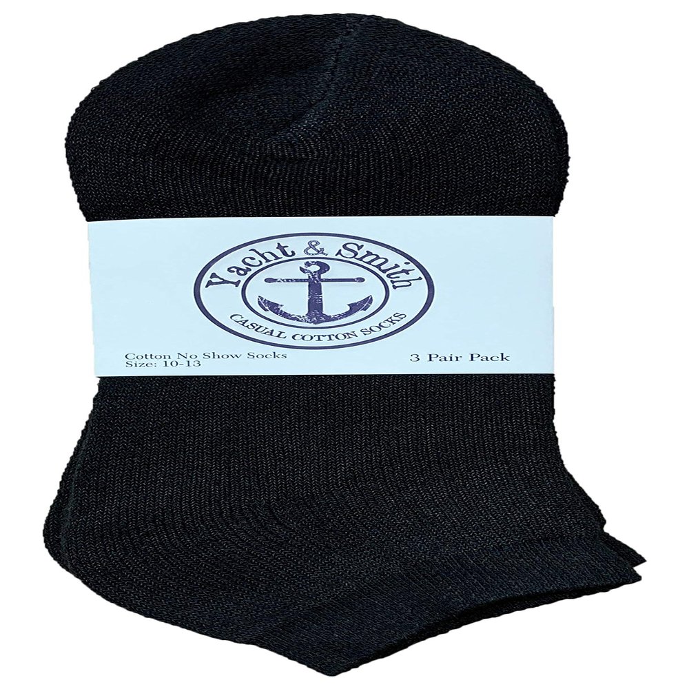 120 Pairs Of Yacht & Smith Mens Wholesale Bulk No Show Ankle Socks, Cotton Sport Athletic Socks - Size 10-13 (Black)